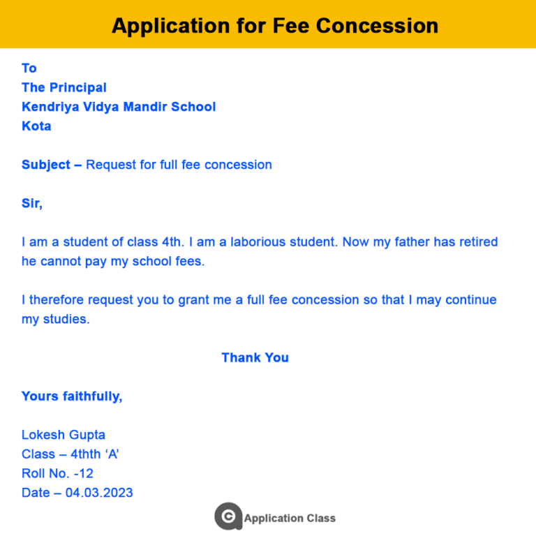 write an application fee concession