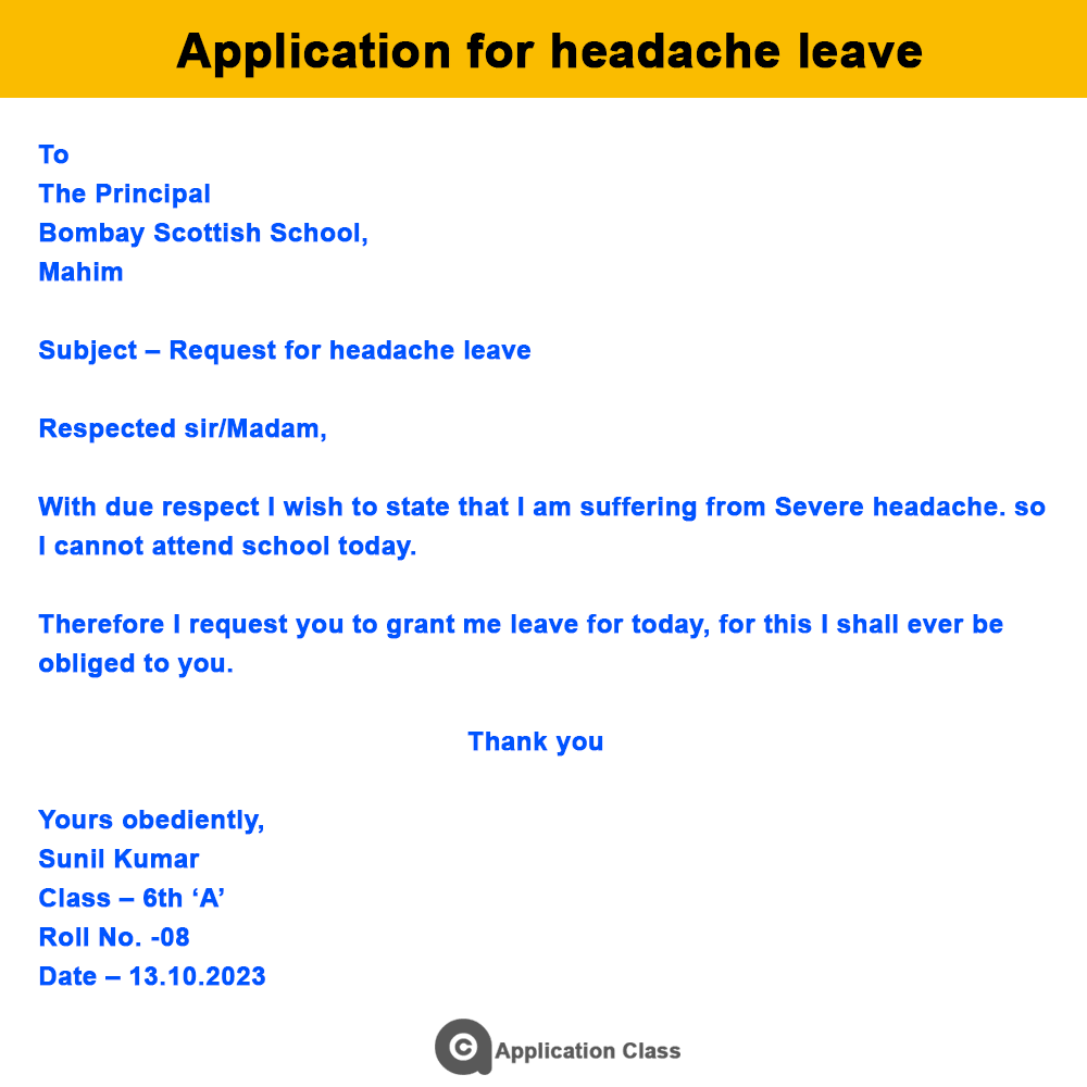 5+ Application For Headache Leave