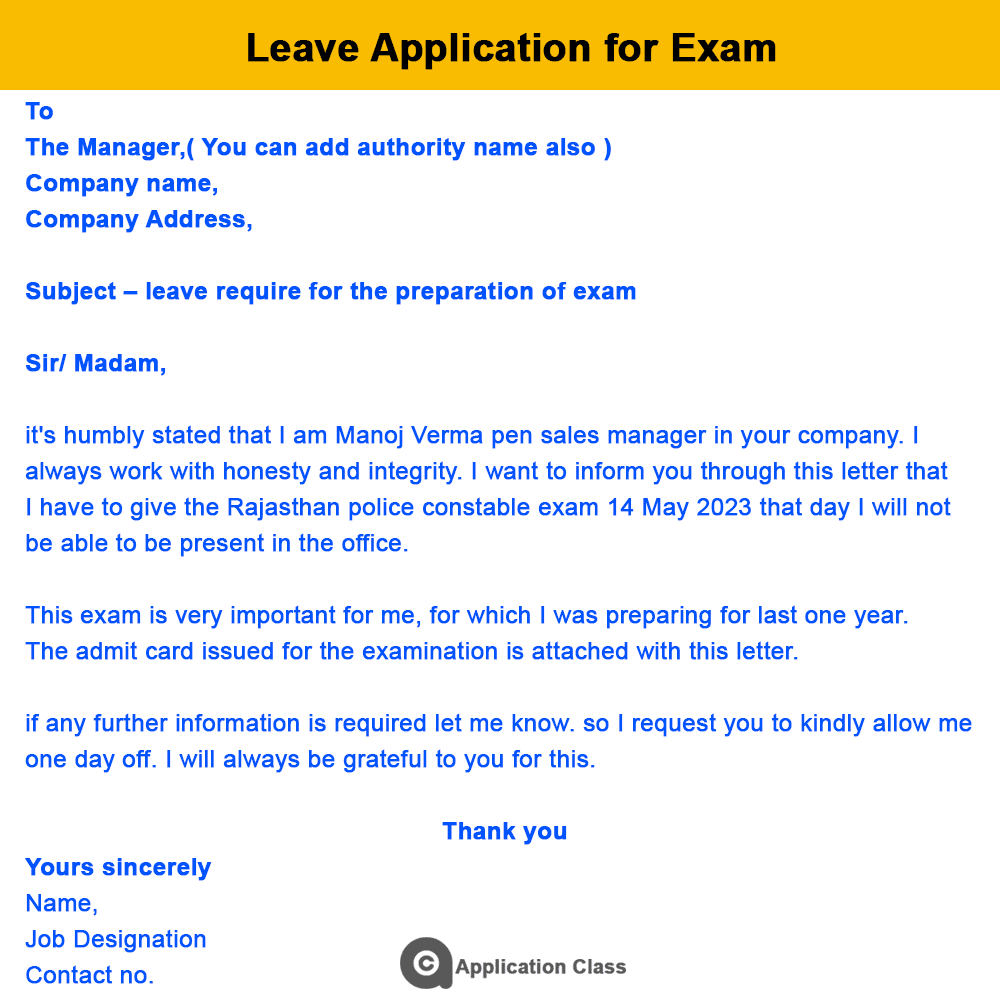 10+ Leave Application for Exam